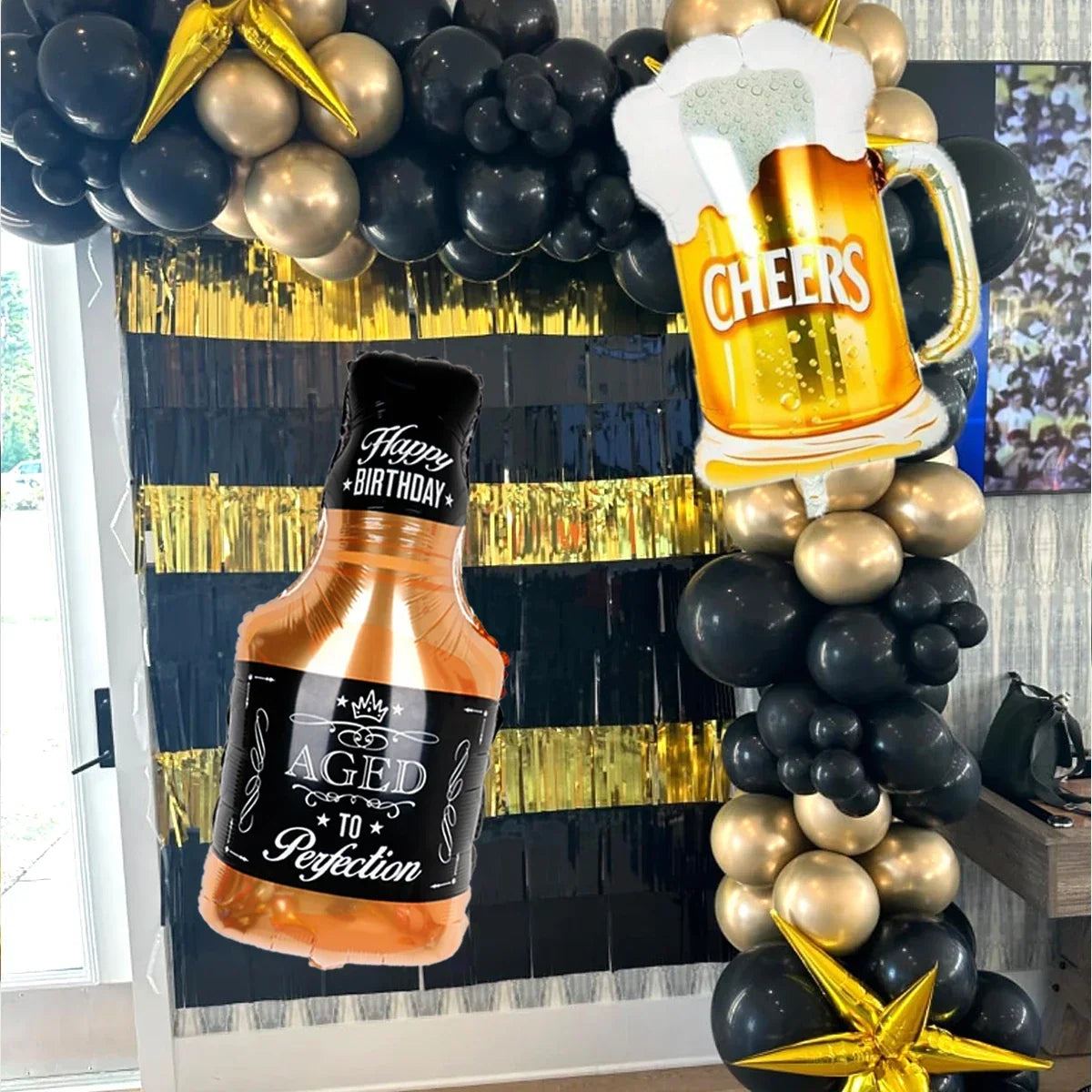 Folieballon Flasche | Bier- & Whiskey-Designs | Kein Helium erforderlich | Partydekoration