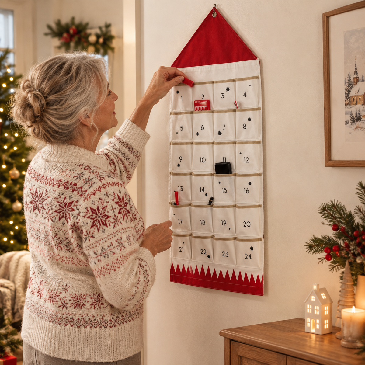 Stoff-Adventskalender | 24 Taschen zum Befüllen | Wiederverwendbar