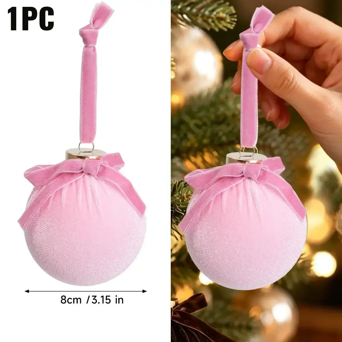 Samtbezogene Weihnachtskugeln aus Schaumstoff (Set mit 1, 3, 5 oder 10 Stück)
