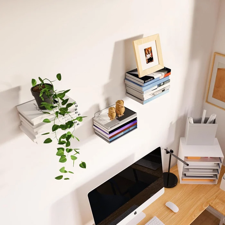 Unsichtbares Bücherregal aus Edelstahl – Schwebende Wandmontage