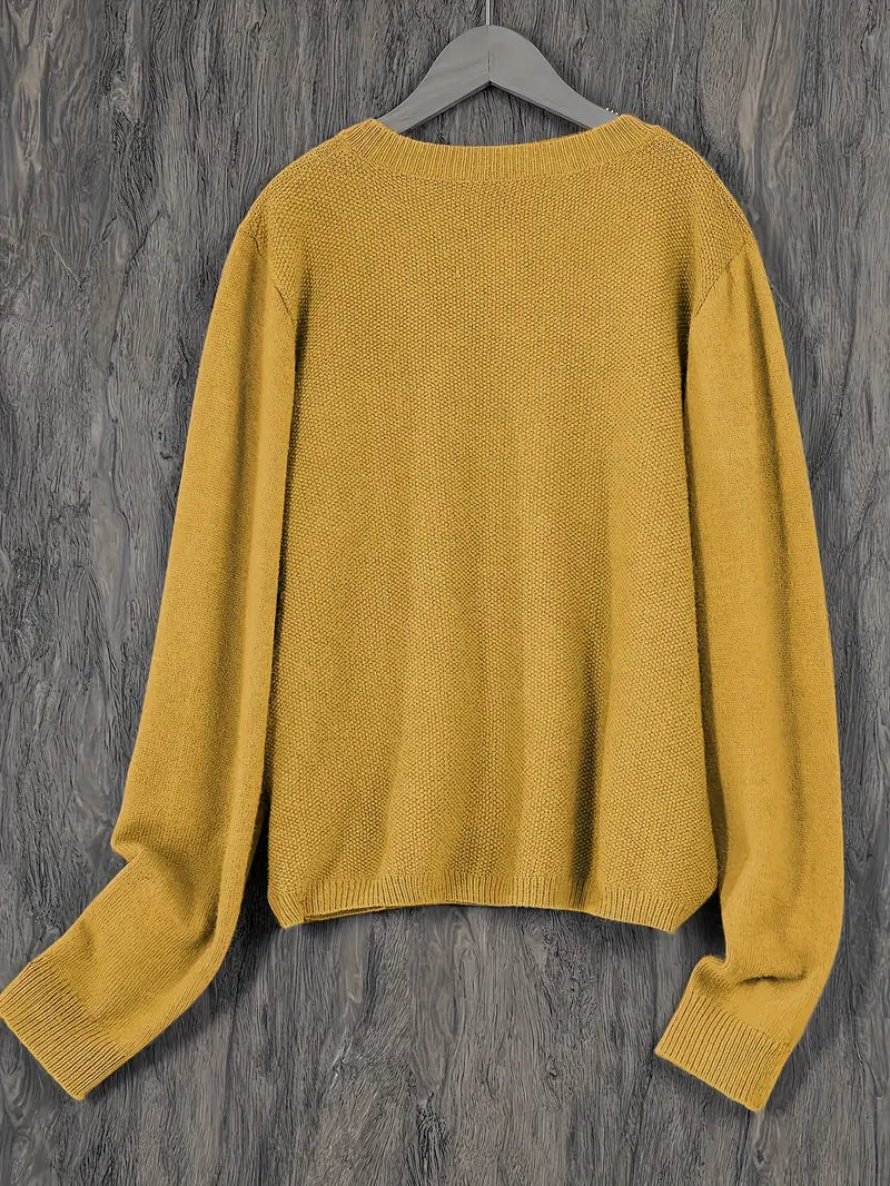 Eugenia | Damen Rundhals-Cardigan mit Knöpfen und Tasche