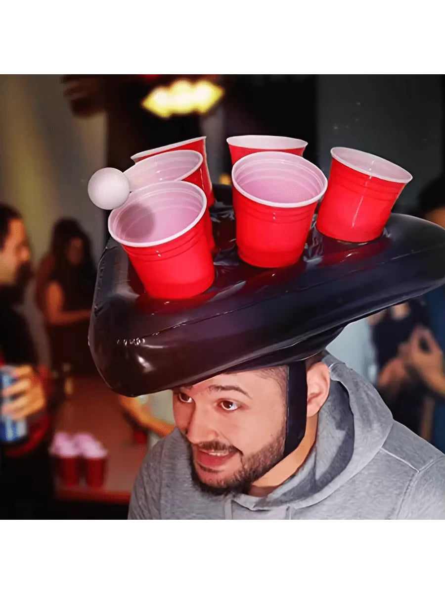 Aufblasbarer Partyhut | Bier-Ringwurf-Spiel | Nur Hut | Party- und Barspiele