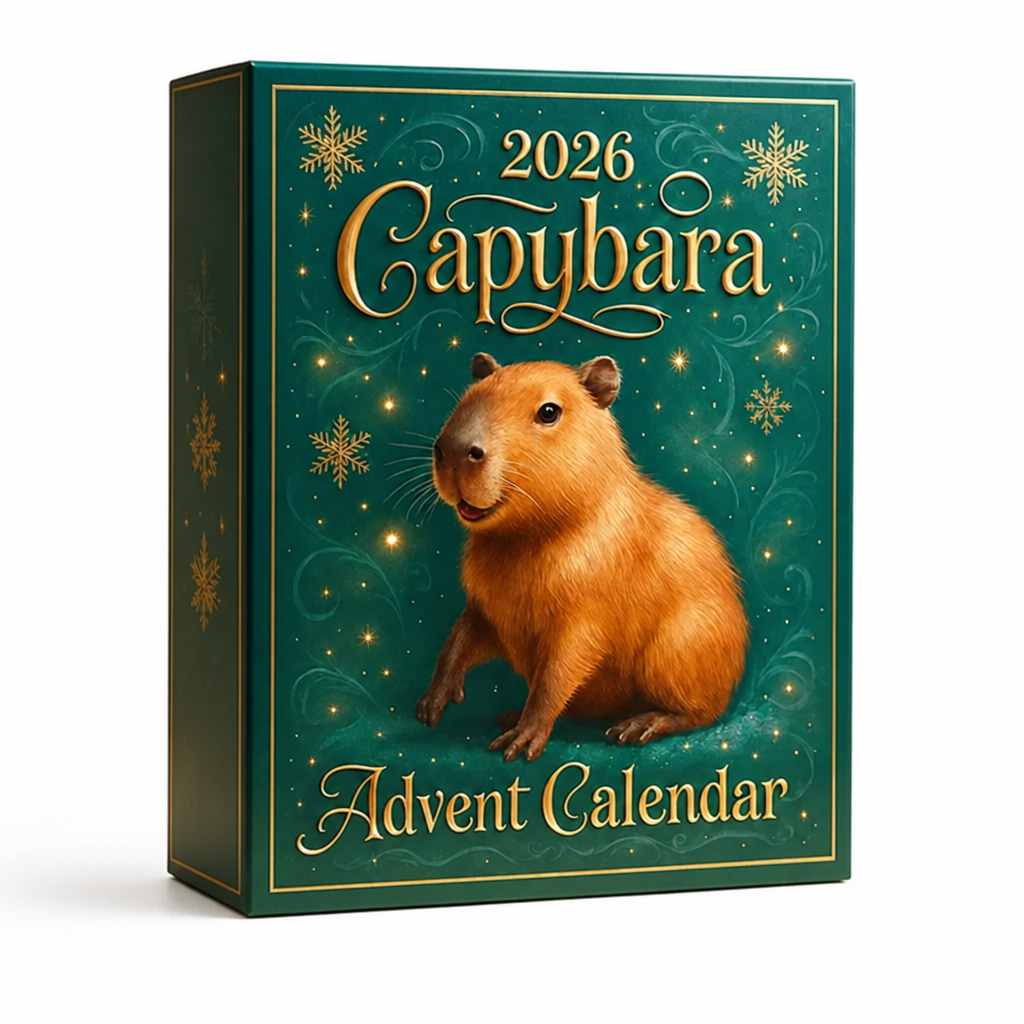 Capybara-Adventskalender | 24 Fächer | 3D-PVC-Design | Kompakte Weihnachtsdeko