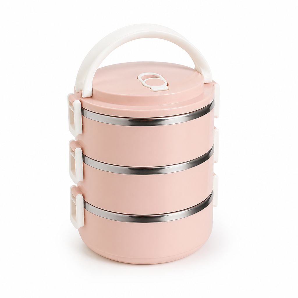 Lunchbox | 3-lagig stapelbar | Edelstahl-Innenraum & auslaufsichere Deckel | Reisetauglich
