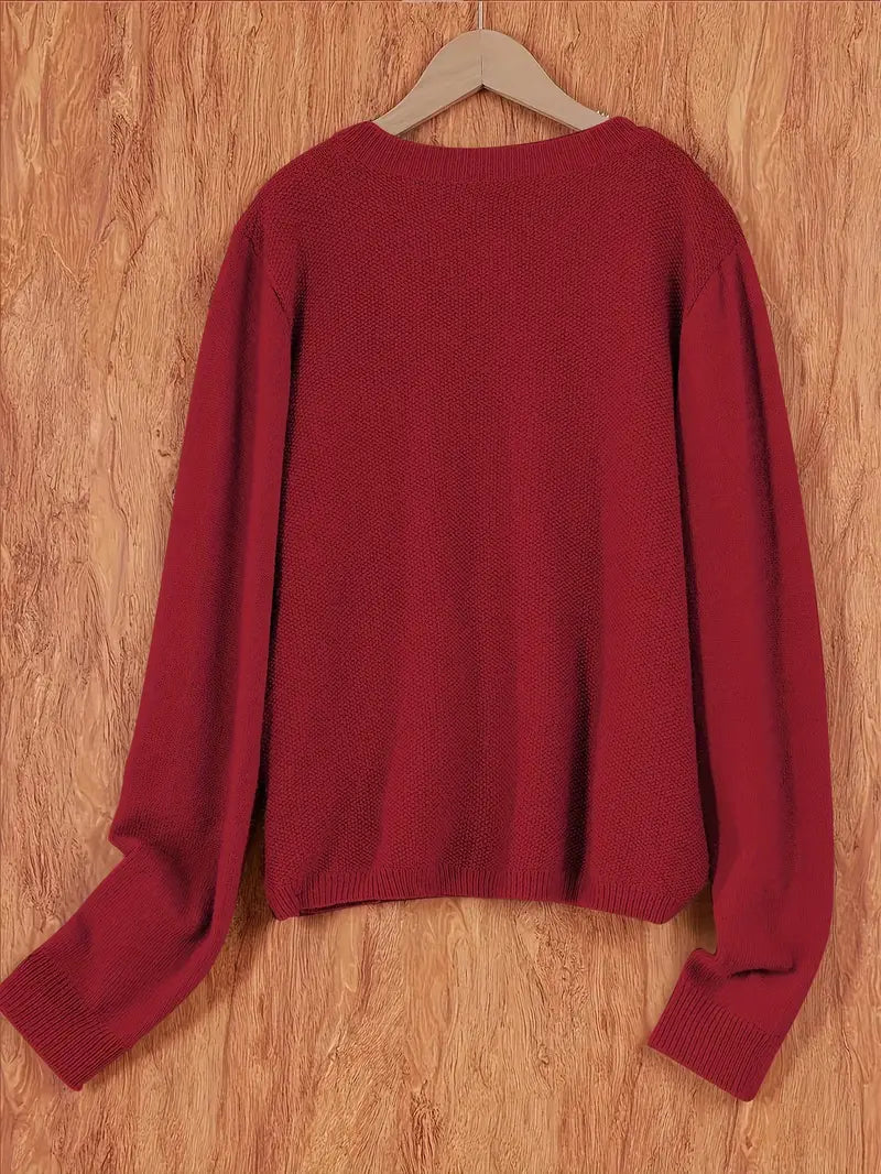 Eugenia | Damen Rundhals-Cardigan mit Knöpfen und Tasche
