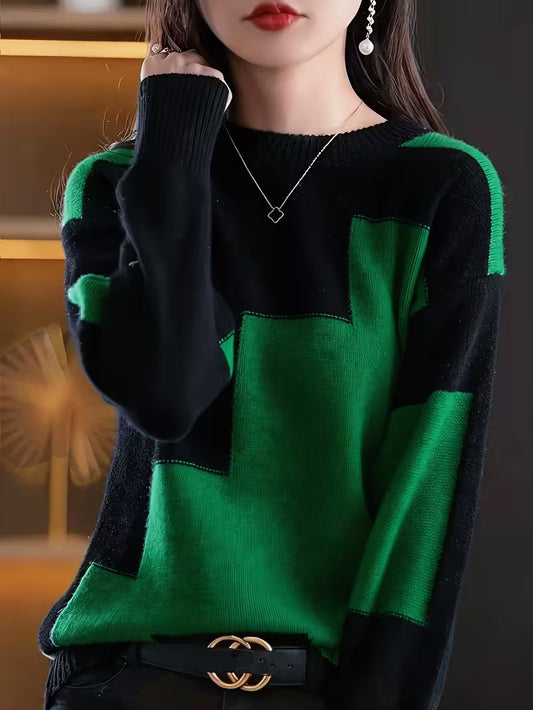Marvelle – Langarm Pullover Mit Rundhalsausschnitt Und Farbblöcken
