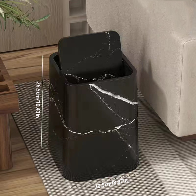 Eleganter Mülleimer im Marmor-Design mit Schwenkdeckel