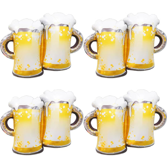 Oktoberfest Party Ballon-Set | Bierglas Folienballons | 4er-Pack | Partydekorationen