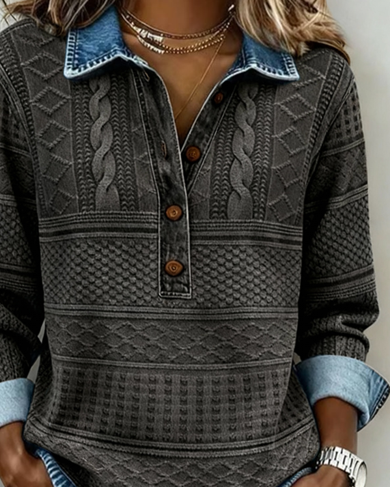 Olivia | Texturierte Halbknopf-Bluse
