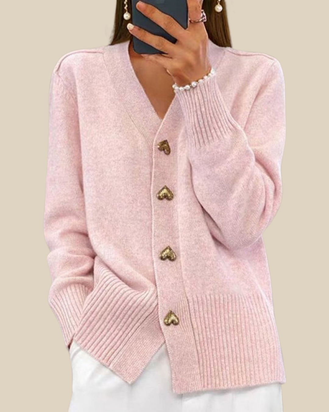 Felice | Strickjacke mit Herzknöpfen