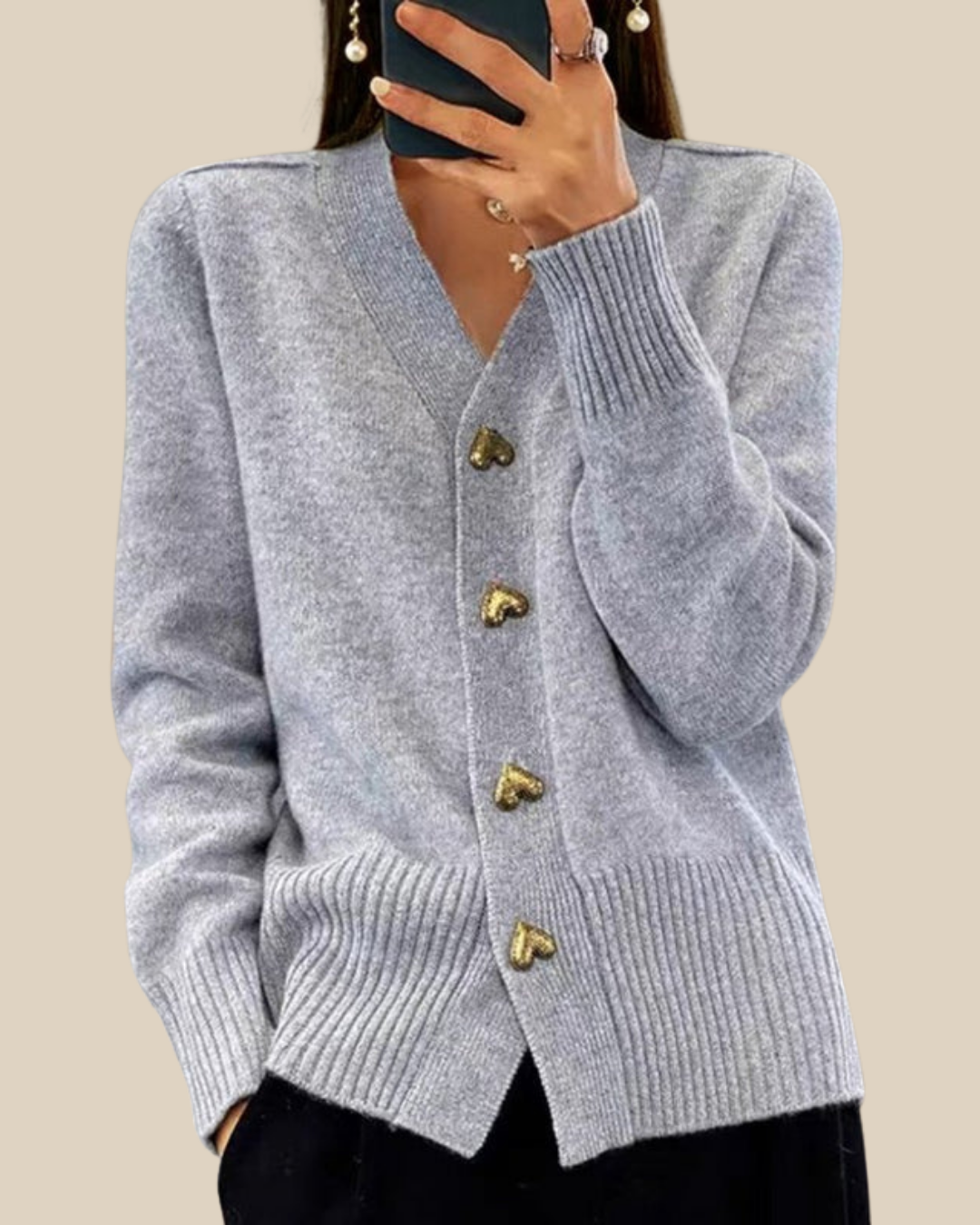 Felice | Strickjacke mit Herzknöpfen