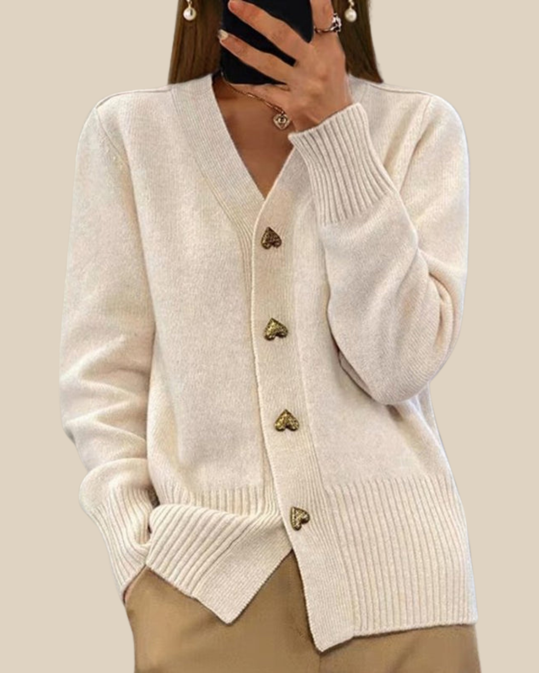 Felice | Strickjacke mit Herzknöpfen