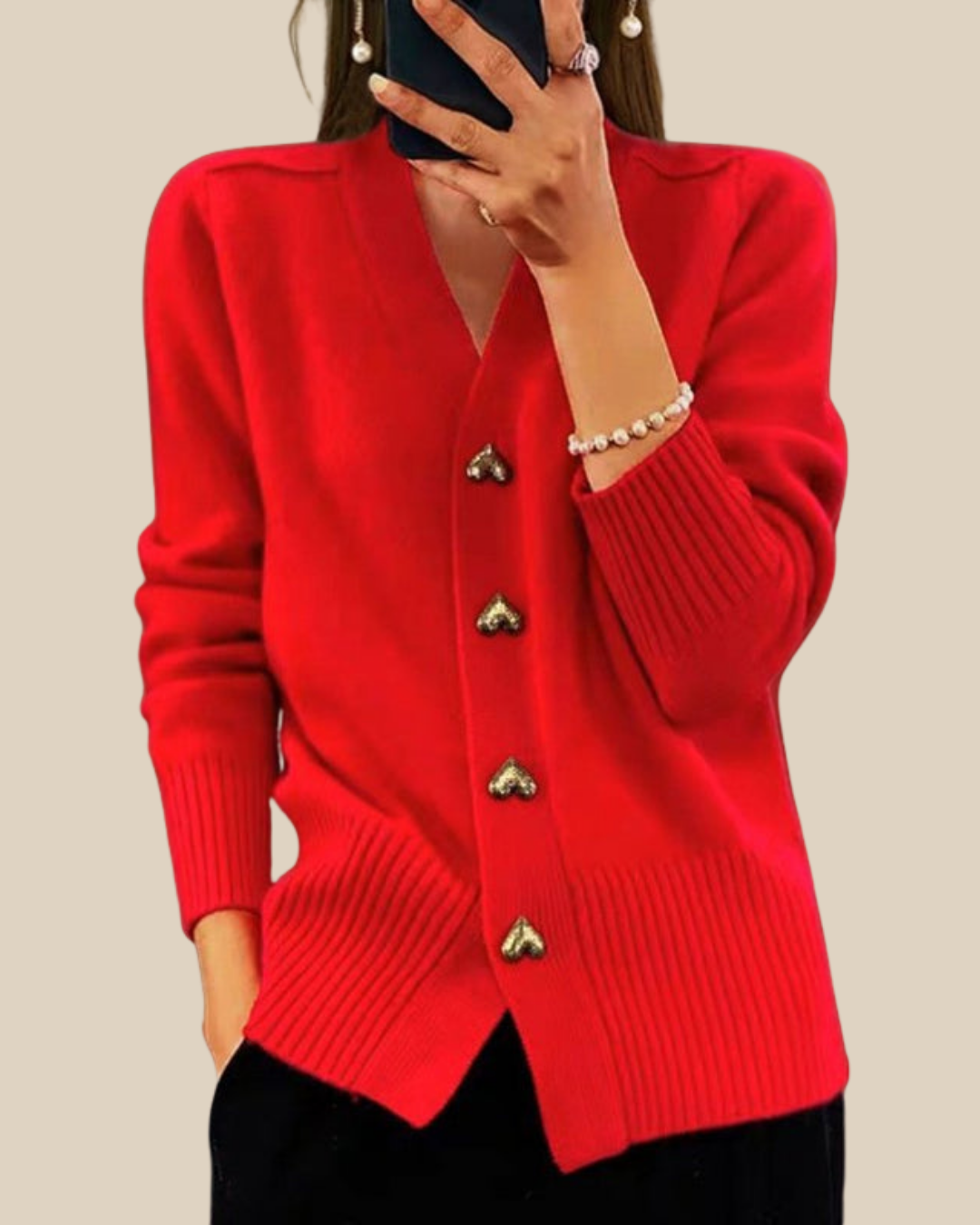 Felice | Strickjacke mit Herzknöpfen
