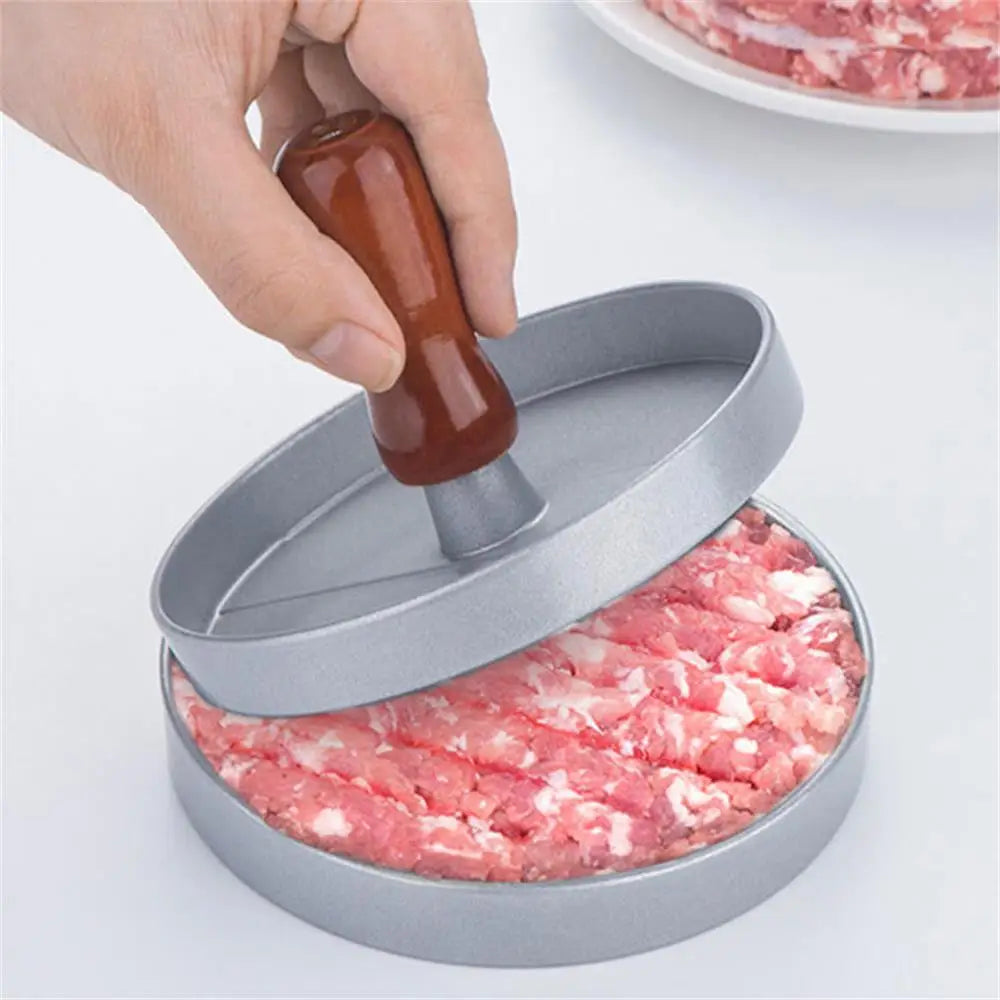 BurgerMeister Pro Hamburger-Patty-Macher | Aluminium Rundburgerpresse | Innovative Frühstückshilfe | 12×12×8 cm
