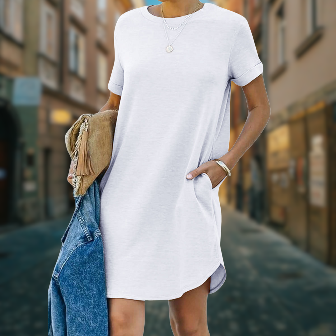 lisa - Lässiges kurzärmeliges T-Shirt-Kleid mit Taschen