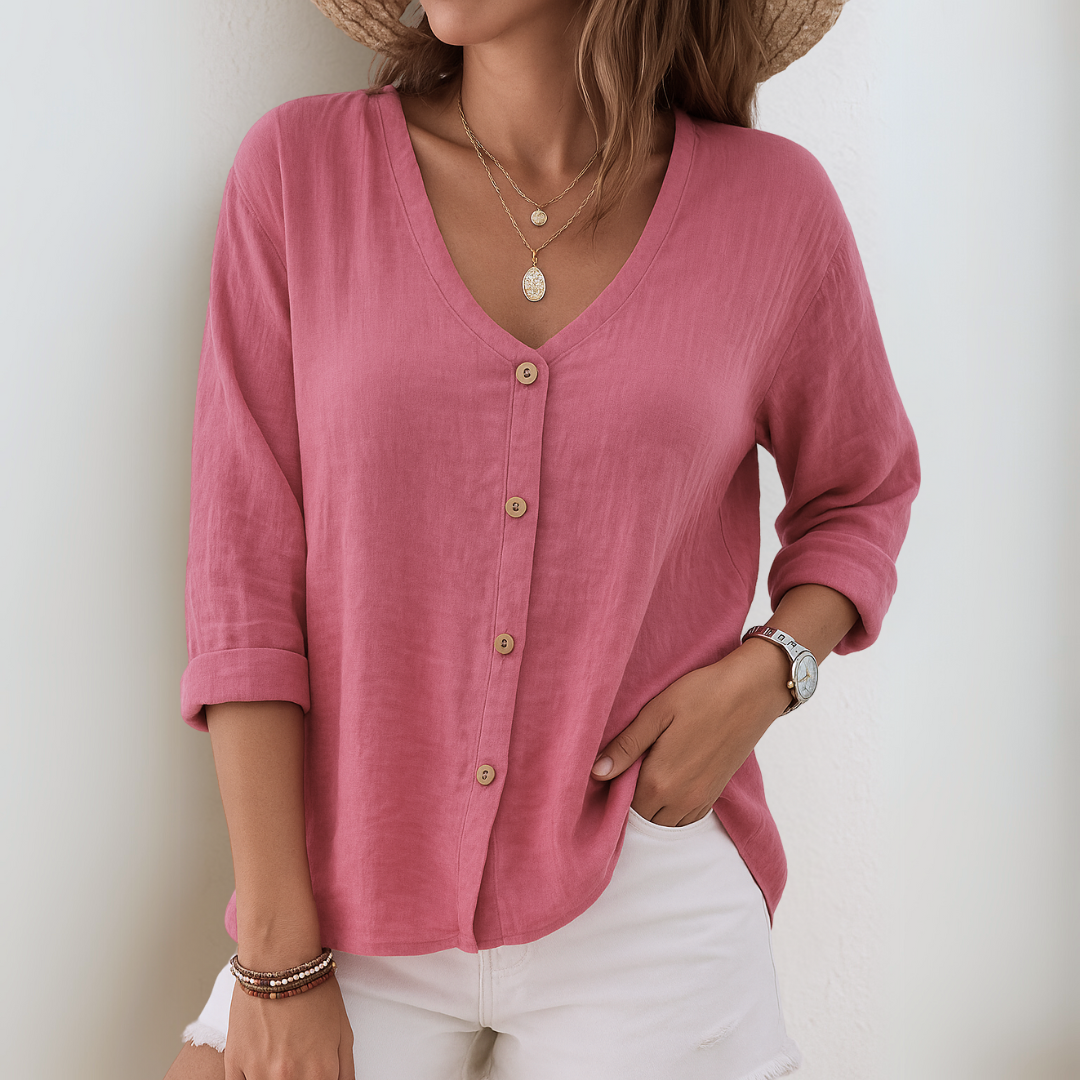 Eirlys – Locker geschnittene Bluse mit Knopfleiste