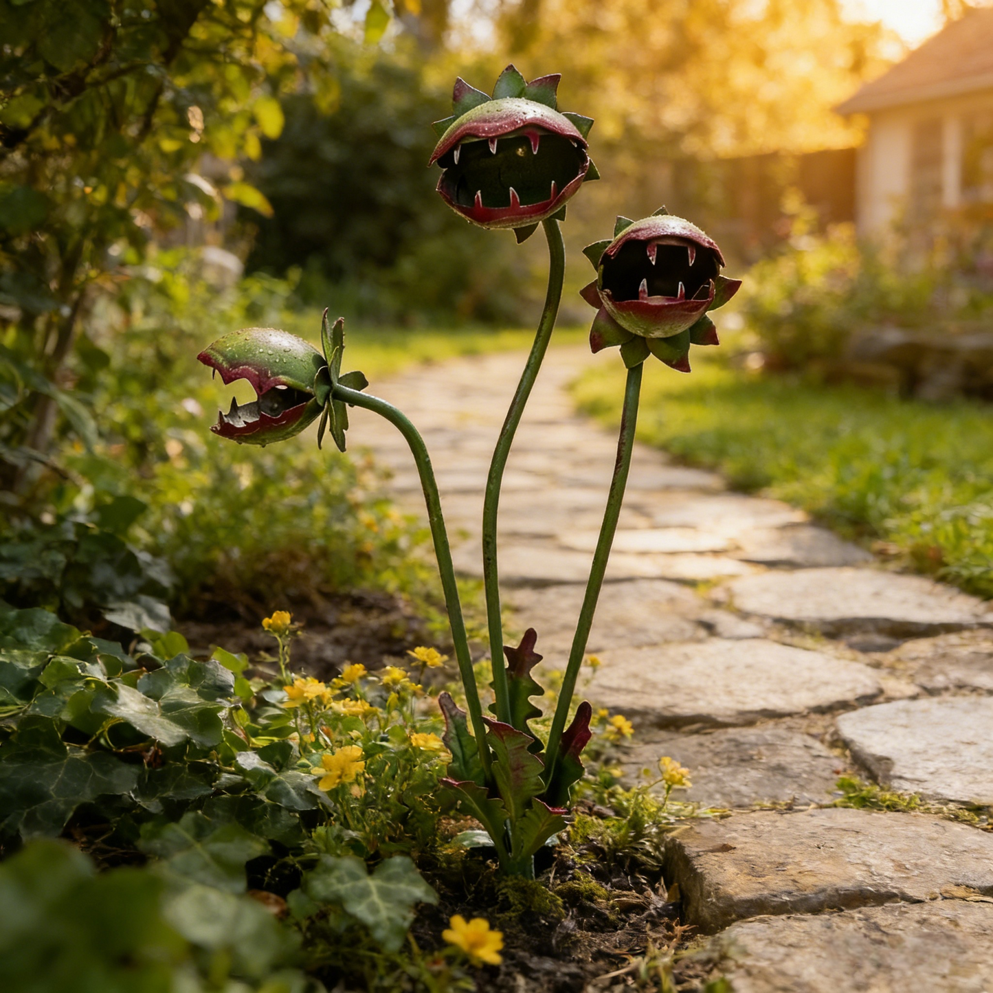 Metall-Gartenstecker Karnivore Pflanze – Dekoratives Akzent