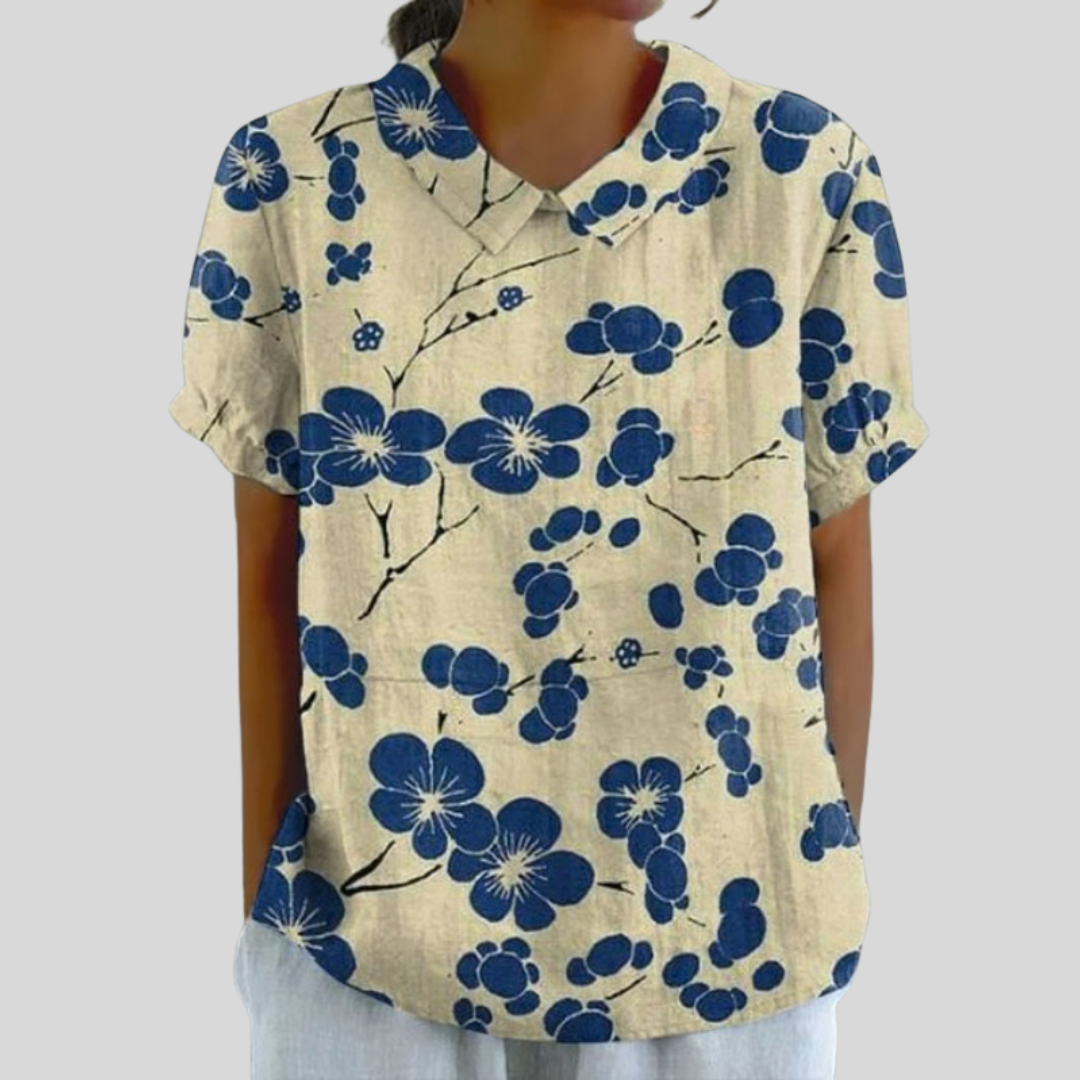 Delphine - Bluse mit floralem Kontrast