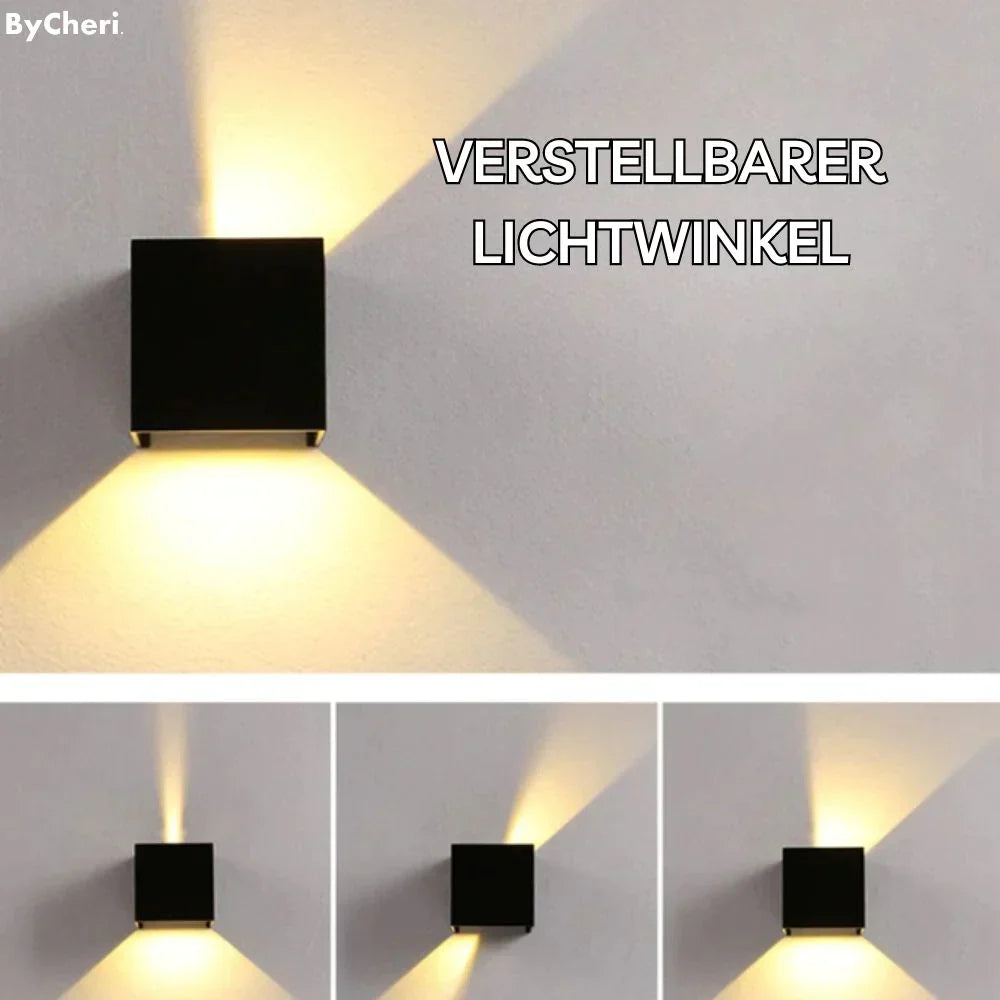 Kabellose Wandlampe mit Bewegungssensor und würfelförmigem Design