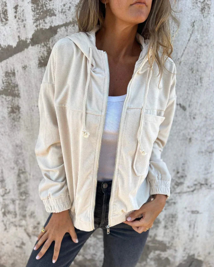 NOYA | Cord-Kapuzenjacke mit Reißverschluss