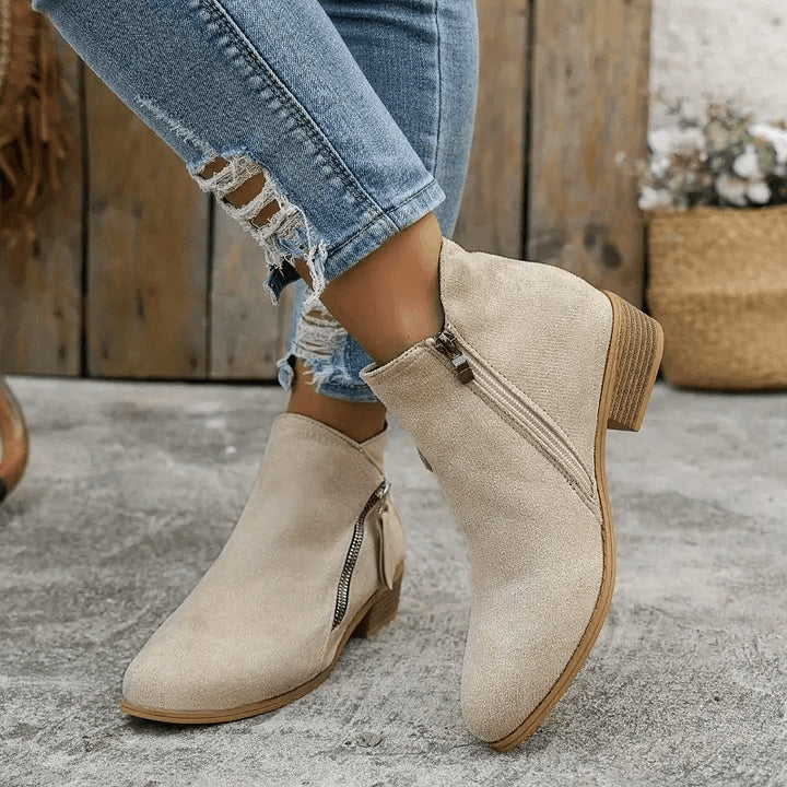 Damenstiefeletten im Vintage-Stil aus Stoff