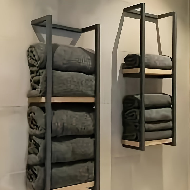 Platzsparender Handtuchhalter | Vertikale Fächer | Im Industrie-Look | WallStack