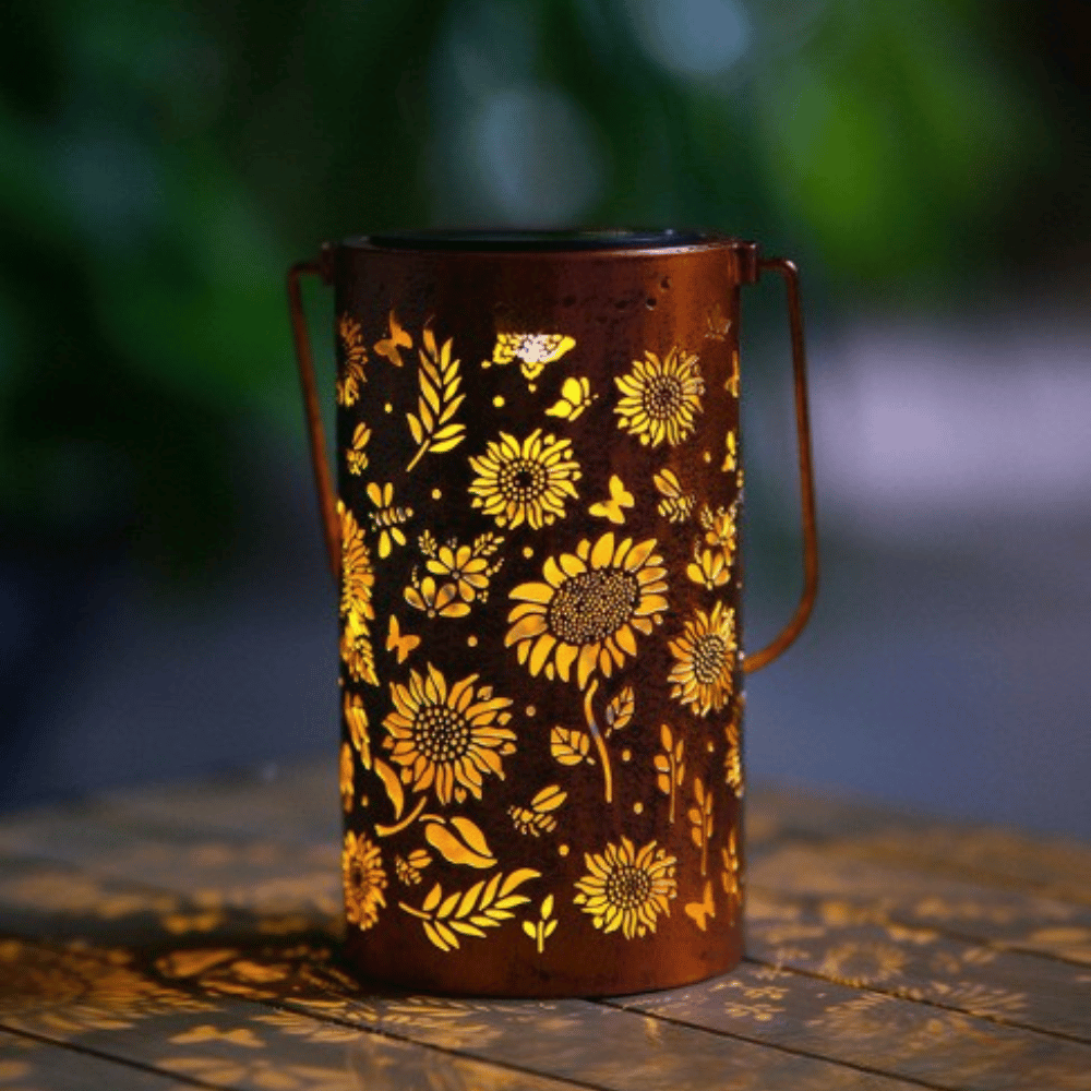 Solar Gartenlaterne mit Sonnenblumen-Muster