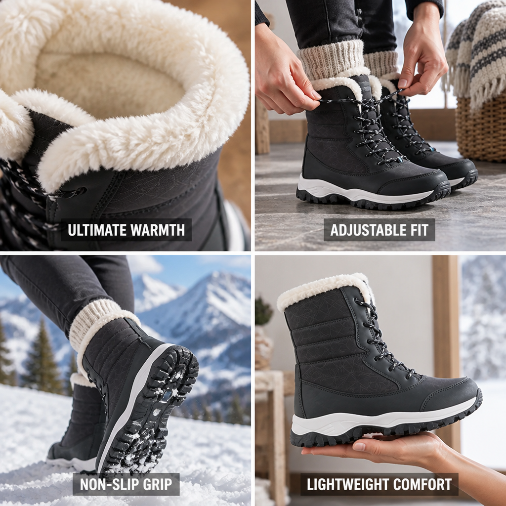 Gefütterte Winterstiefel mit Schnürung – warm bis -40 °C