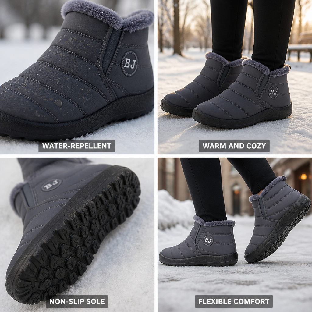 Damen Winterstiefel wasserabweisend mit Plüschfutter und Antirutschsohle