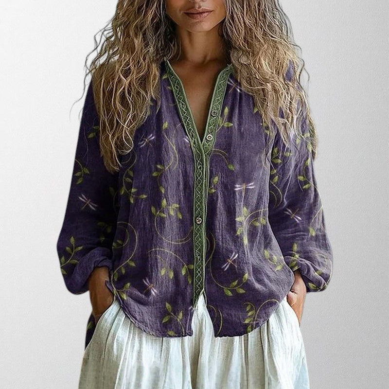 Oriana | Vintage-Bluse mit Blattmuster