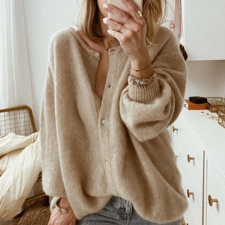 Damen Langarm Button-Up Cardigan