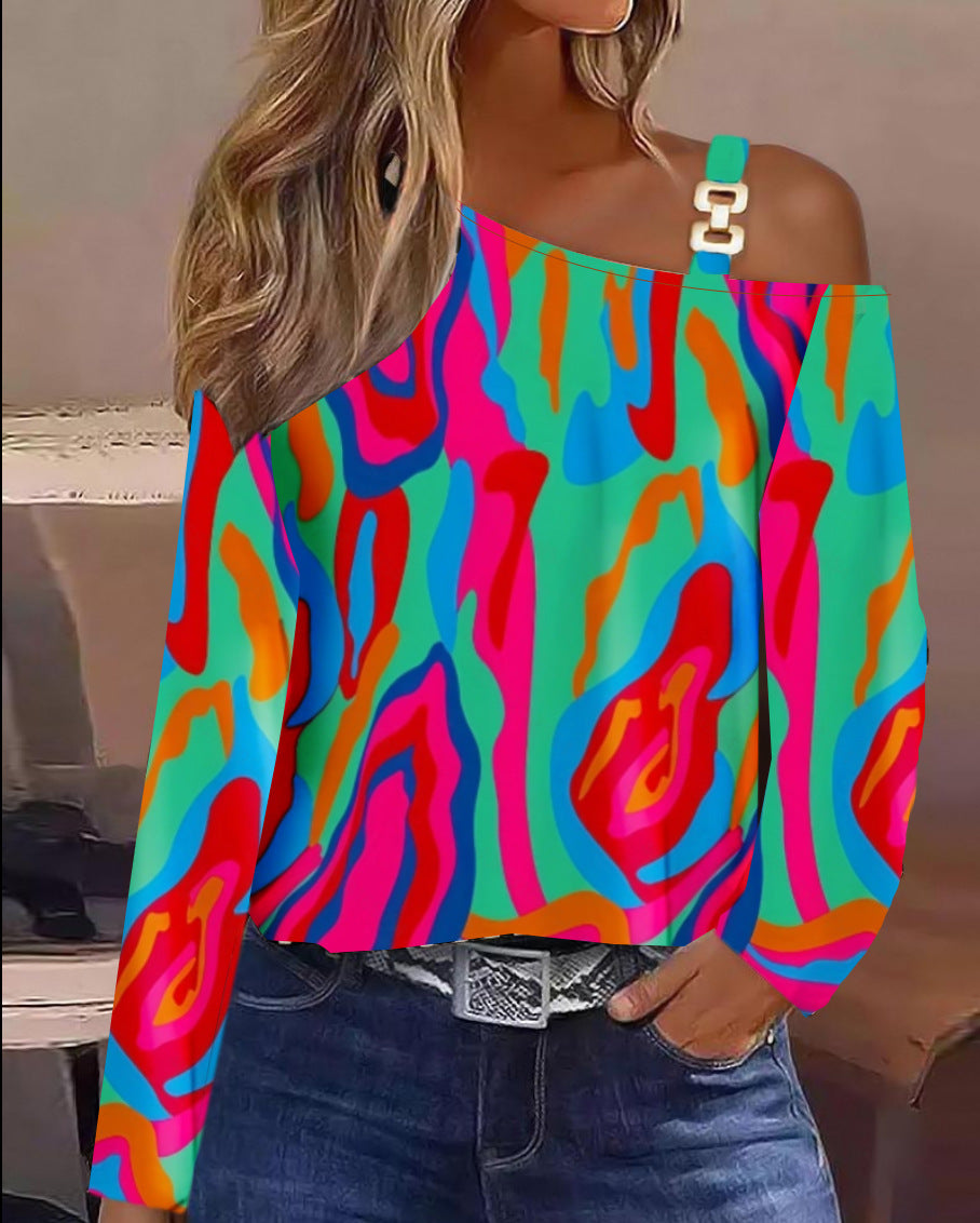 Off-Shoulder Bluse mit Metallknopf für Alltag & Büro