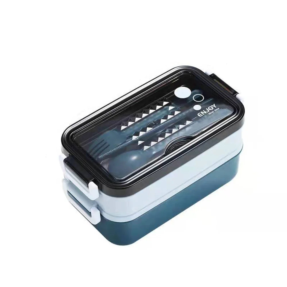 Lunchbox | Gestapelt mit mehreren Fächern | 1.400 ml Fassungsvermögen | Reisegeeignet