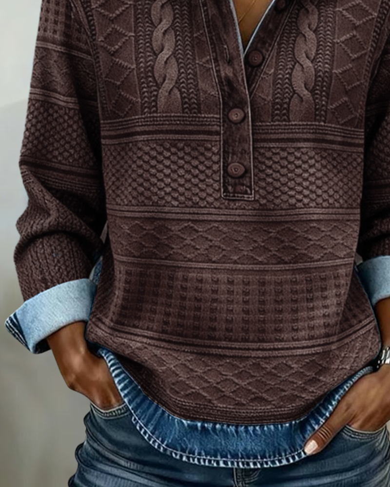 Olivia | Texturierte Halbknopf-Bluse