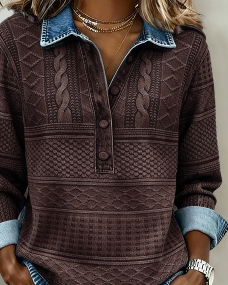 Olivia | Texturierte Halbknopf-Bluse