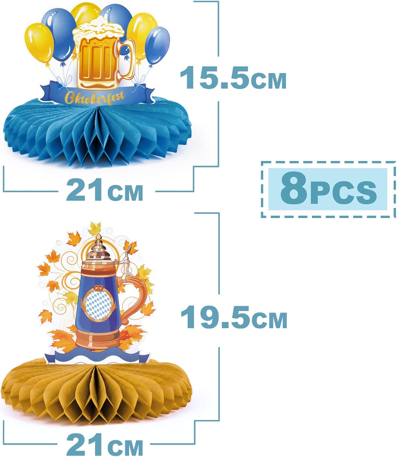 Tischdekoration | Oktoberfest Waben-Design | 8-teiliges Papierset | Schneller Aufbau