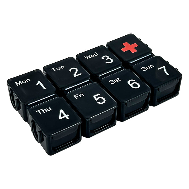 Elektronischer Wochen-Pillenorganizer | 4 Alarme | Modulare Fächer aus Kunststoff | MediSort