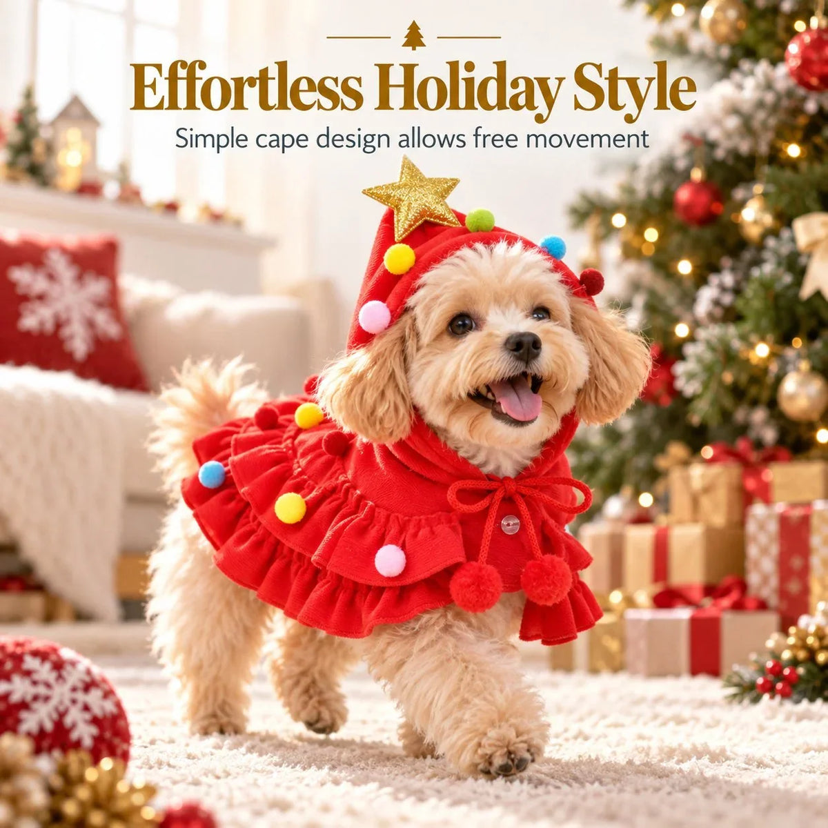 MerryPaw Weihnachtsbaum-Umhang für Hunde und Katzen – Macht Weihnachtsfotos magisch