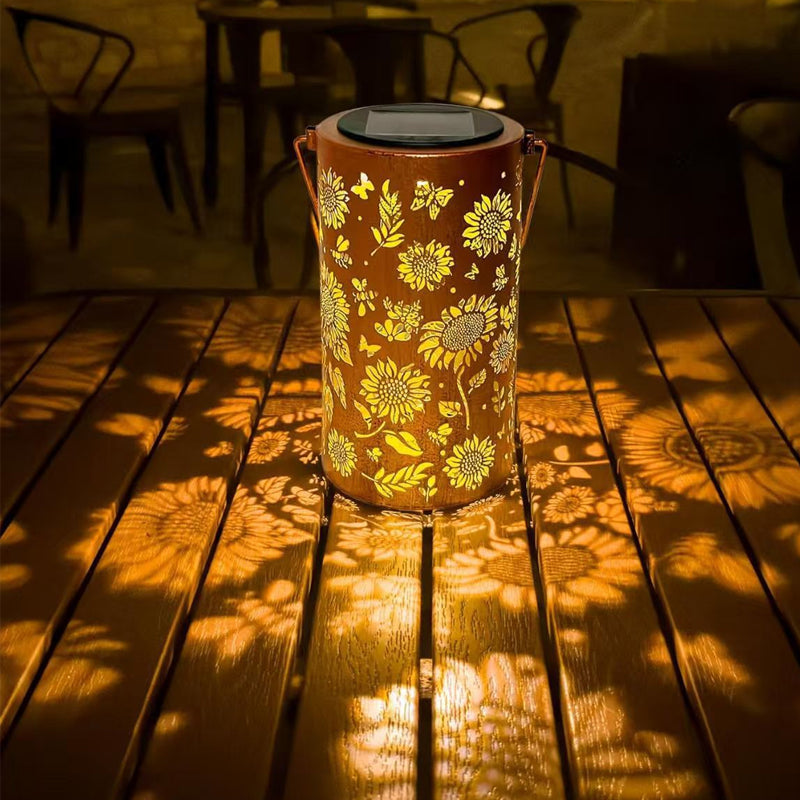 Solar Gartenlaterne mit Sonnenblumen-Muster