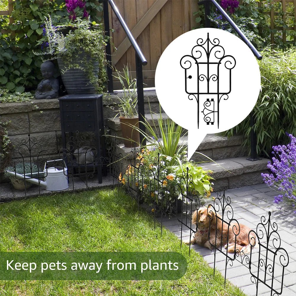 FlexiGarden Kunststoff Dekorativer Gartenzaun | 40 cm Höhe | Faltbar und Vielseitig | Packung mit 10 Stück