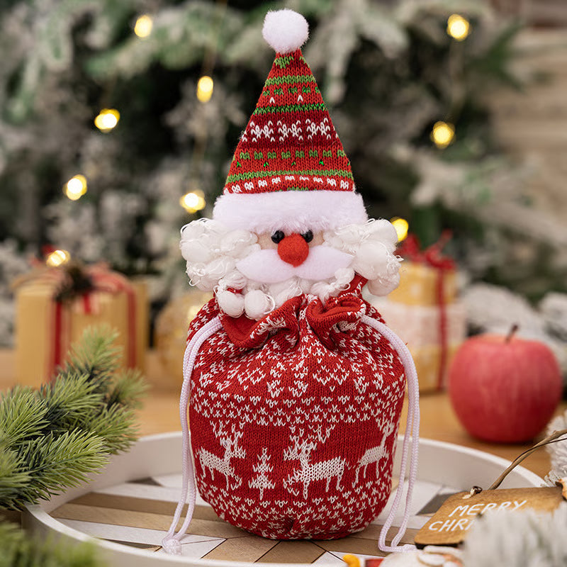 FestiveJoy – Gestrickte Weihnachtsgeschenkbeutel mit Puppe | 1+1 GRATIS