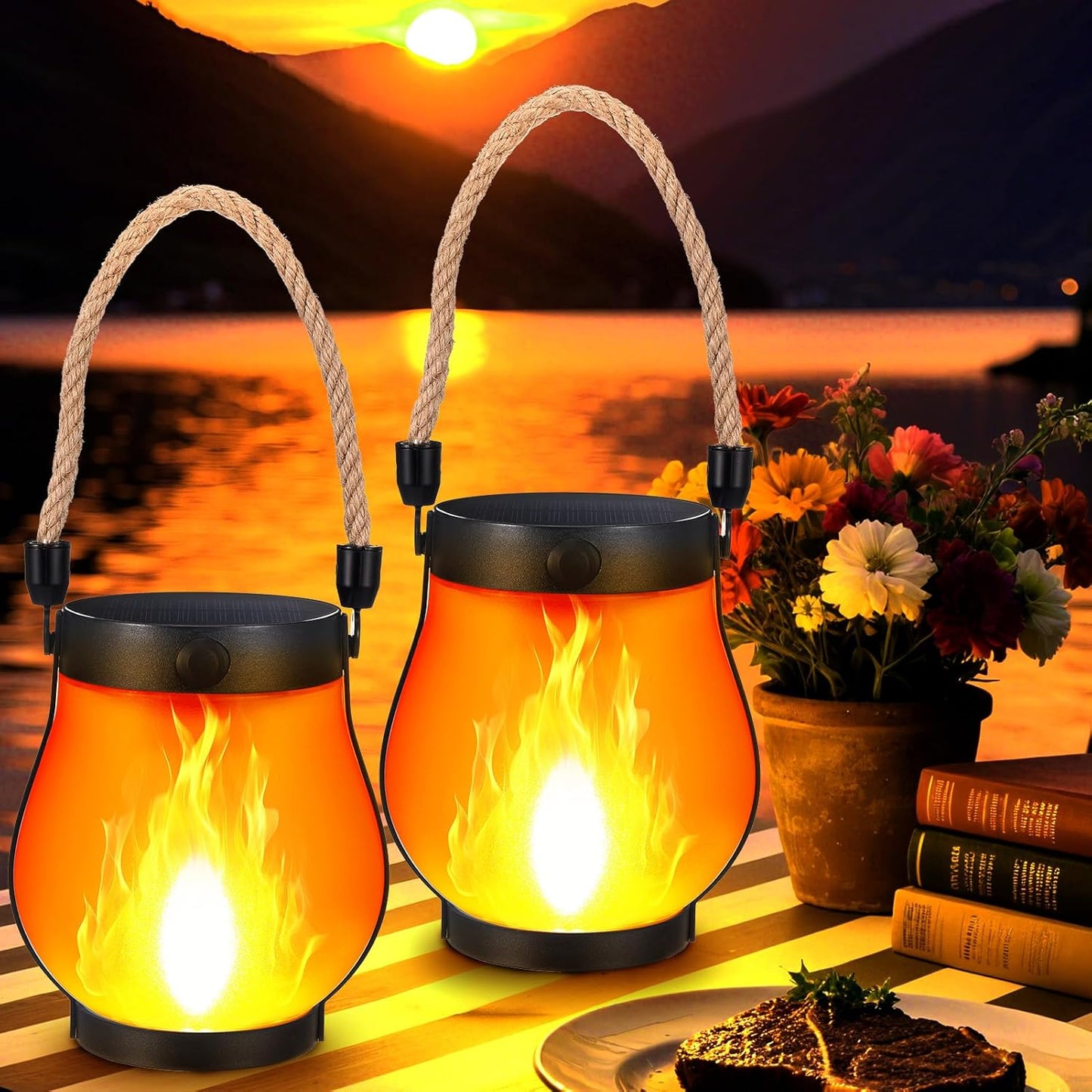 LED-Flammenlaterne mit Solarbetrieb
