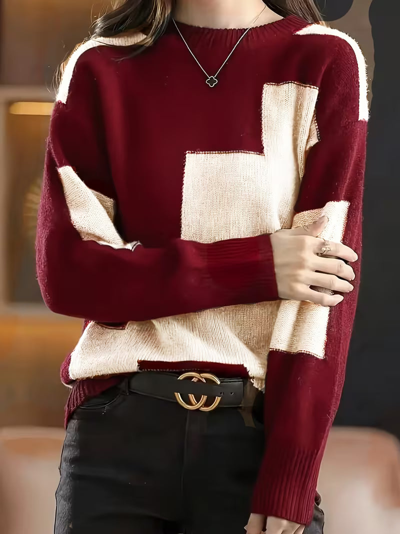 Marvelle – Langarm Pullover Mit Rundhalsausschnitt Und Farbblöcken