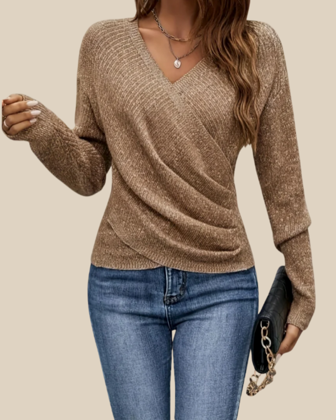 Harper | Weicher Wickelstrick-Pullover