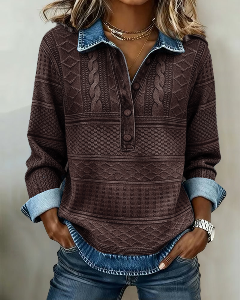 Olivia | Texturierte Halbknopf-Bluse
