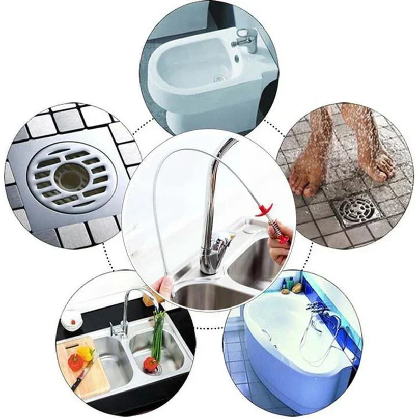 Abfluss-Reinigungshaken Ohne Chemie | Federstahl Rostfrei, 60 cm, Flexibel | Für Küche, Bad & Dusche, Wiederverwendbar