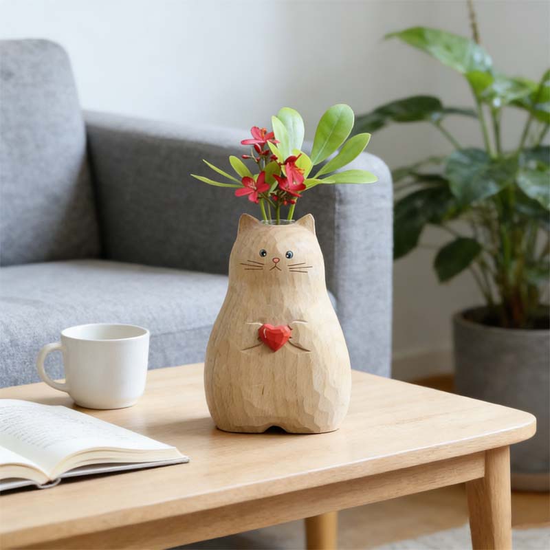 Chonky Cat Vase mit Herz