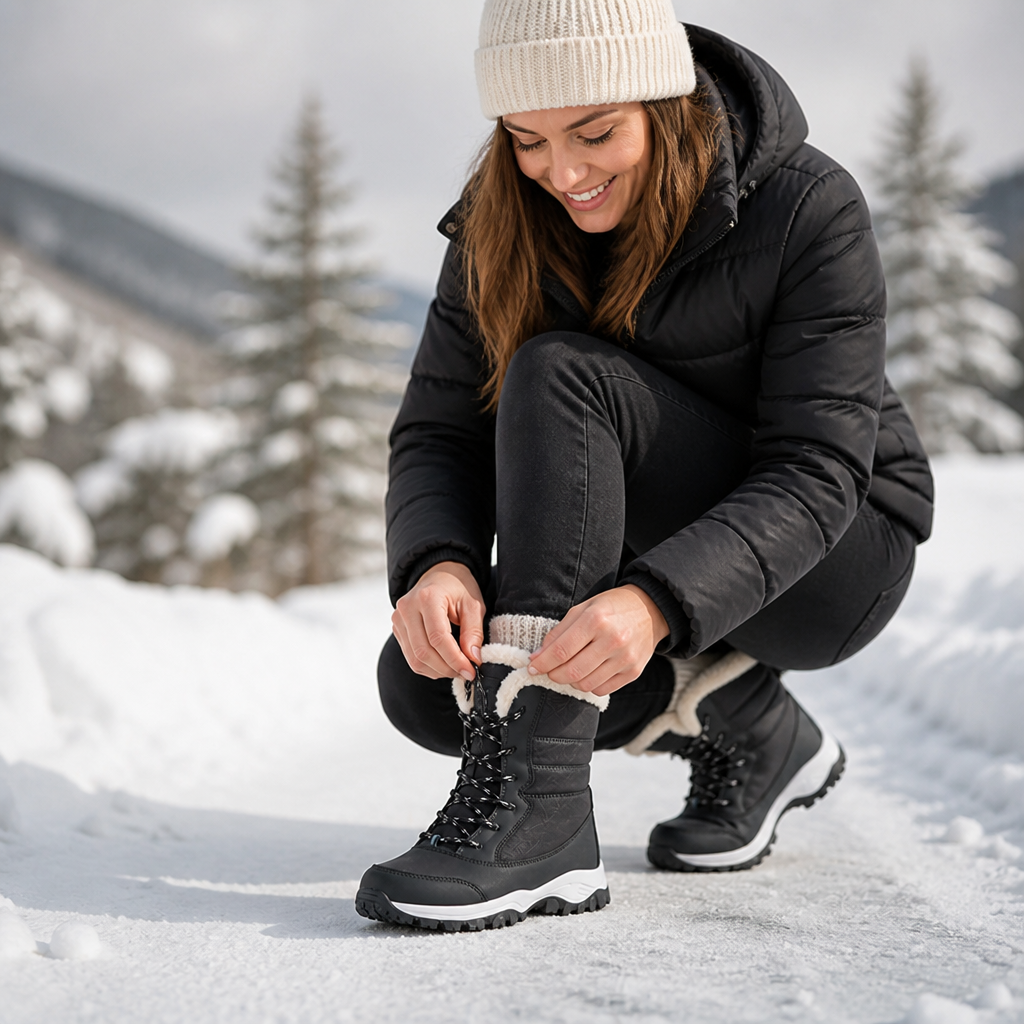 Gefütterte Winterstiefel mit Schnürung – warm bis -40 °C