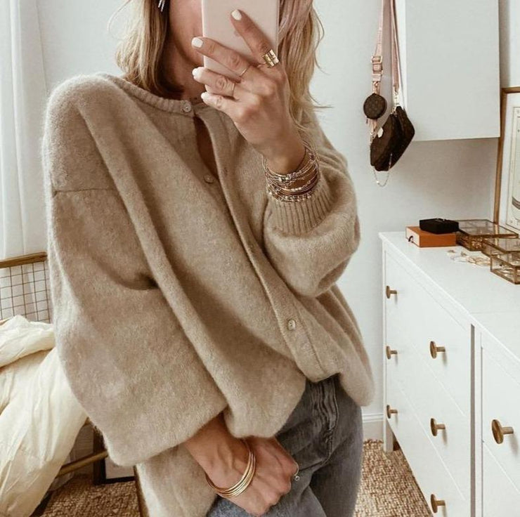 Damen Langarm Button-Up Cardigan