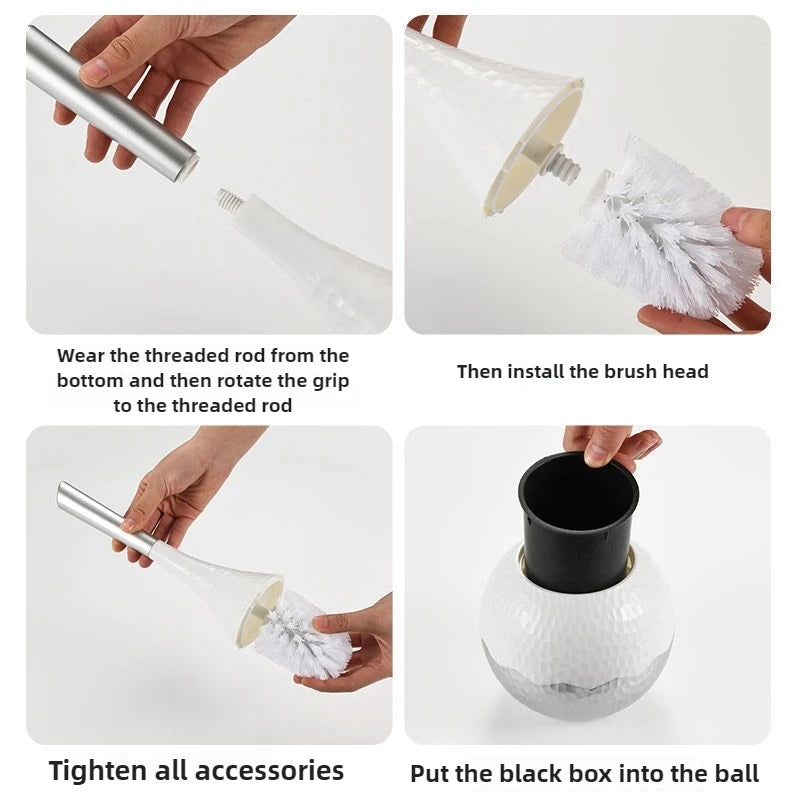 Austauschbare weiche Nylon-Toilettenbürste mit langem Griff (mit Ständer)